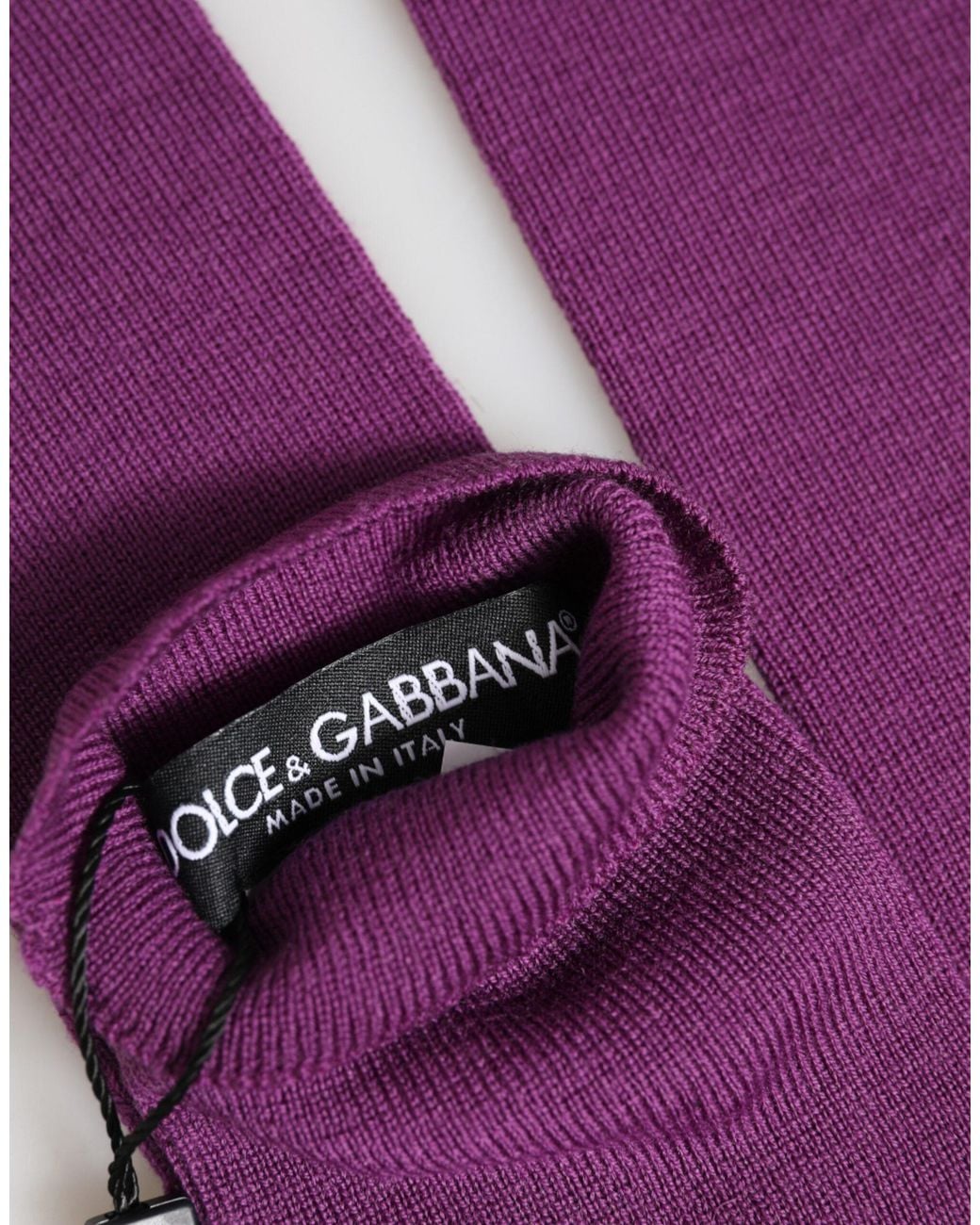 Dolce & Gabbana Purple Wool Fingerless Elbow Length One Size Gloves