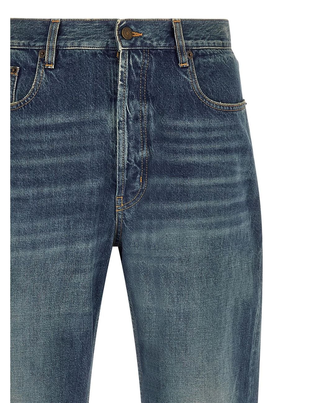 Saint Laurent Blue Cotton Straight-Leg Jeans Clothing for men