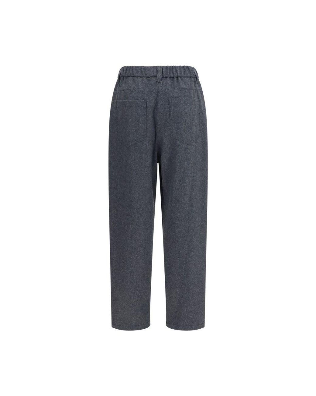 Brunello Cucinelli Blue Gray Wool Oves Aries Casual Pants