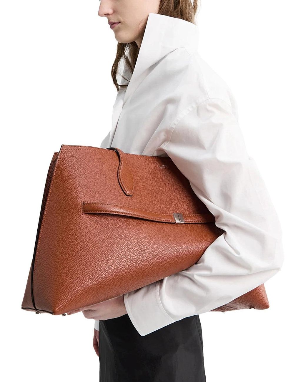 Totême Brown Leather Lounge Tote Sienna