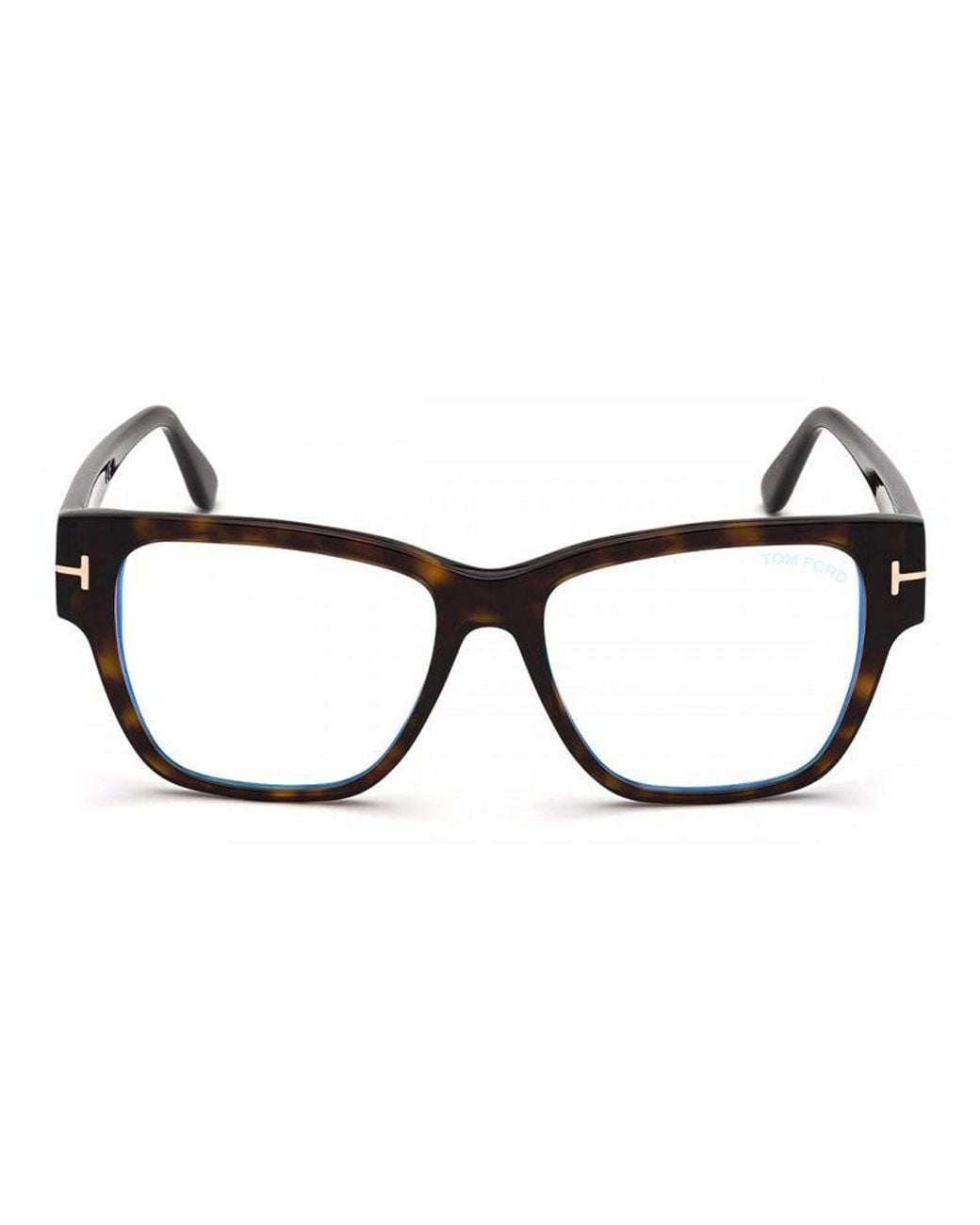Tom Ford Red Eyeglasses Square Full Rim, Dark Havana Frame And Clear--Light Block Lenses Lens Ft5745-B052 Sunglasses