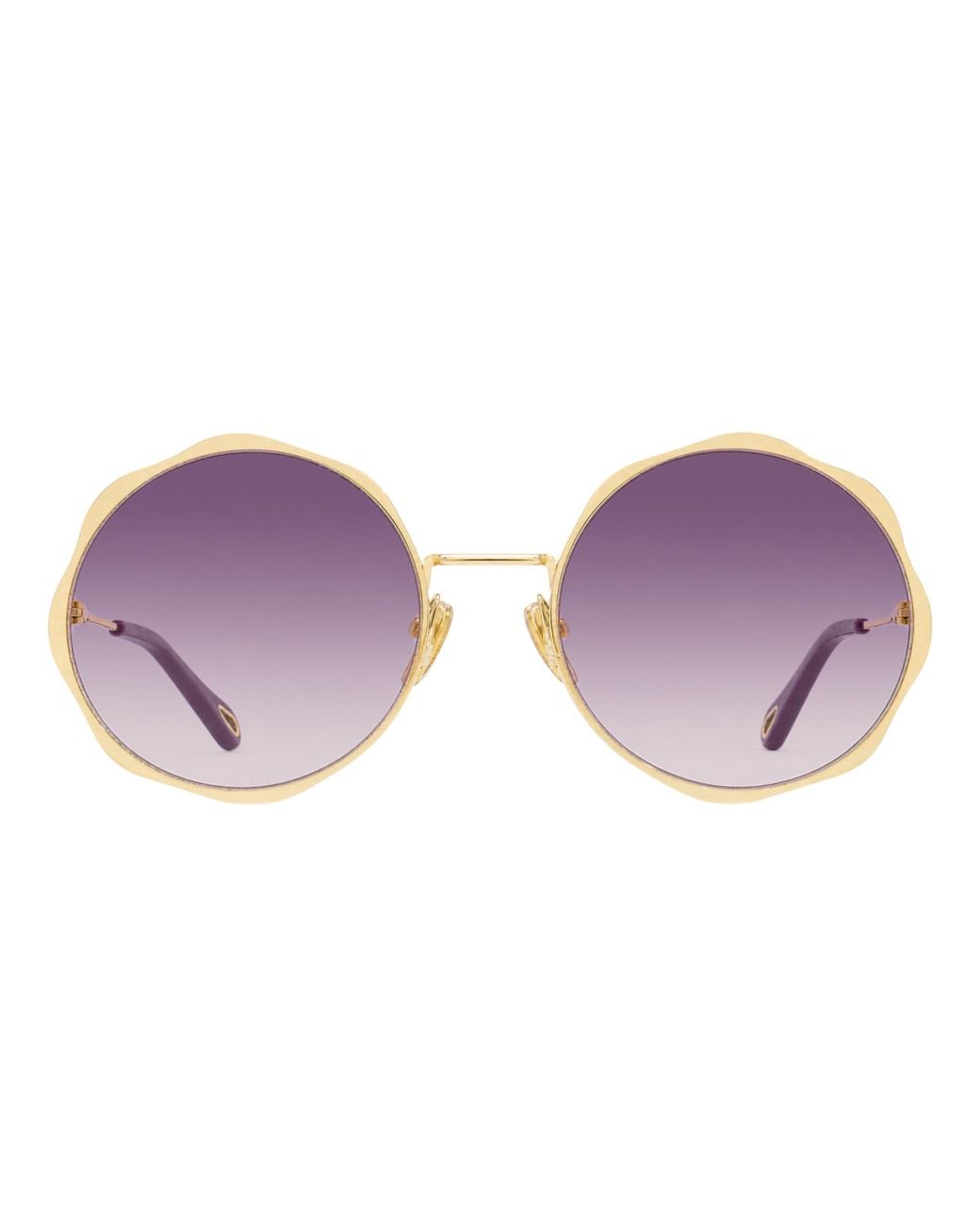 Chloé Black Chloe Scallop Rim Sunglasses Ch0184S 006- 59Mm Metal/Plastic (Acetate)