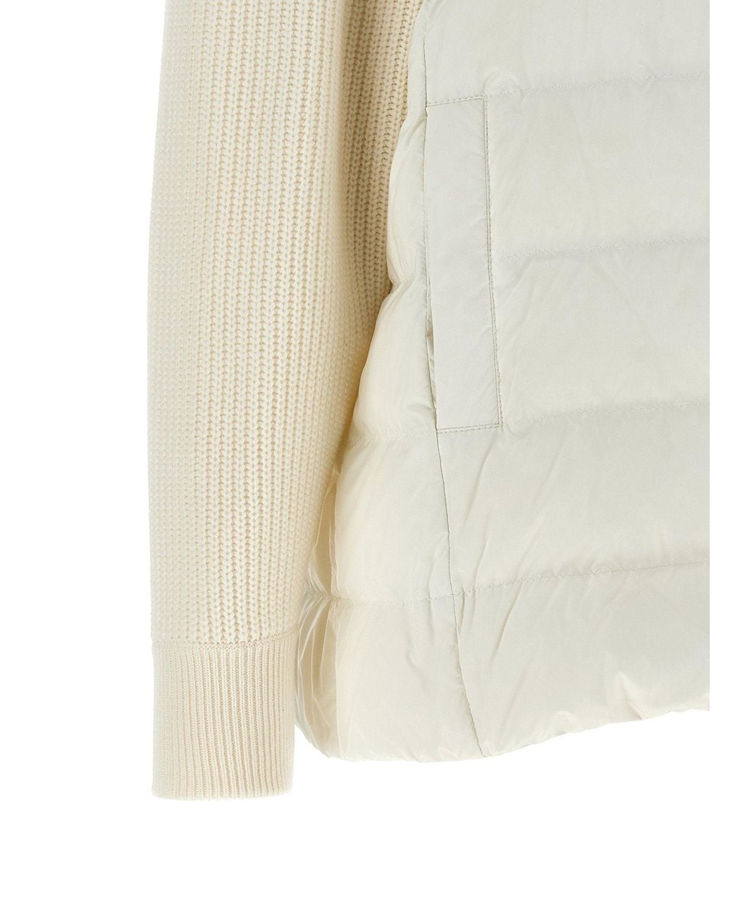 Brunello Cucinelli White Quilted Nylon With Wool Sleeves Down Jacket
