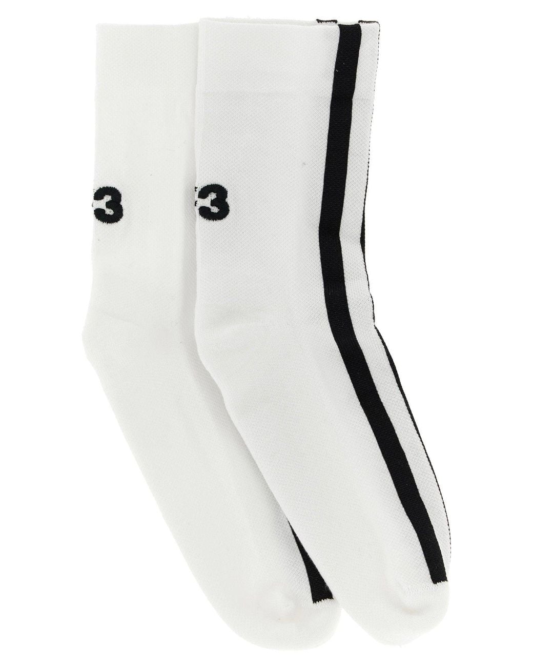 Y-3 White Logo-Striped Socks