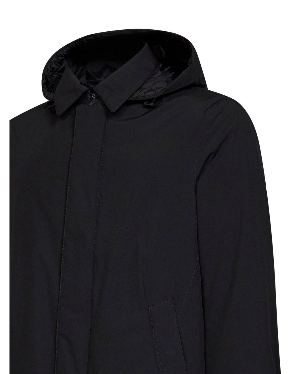 Herno Black 2 Layers Windstopper Hooded Parka for men