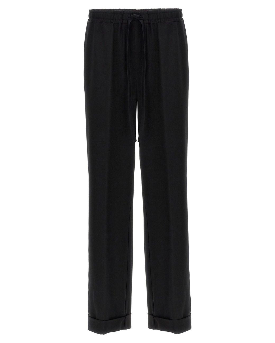 Dolce & Gabbana Black Dolce & Gabbana Contrast-Piping Wool Trousers for men