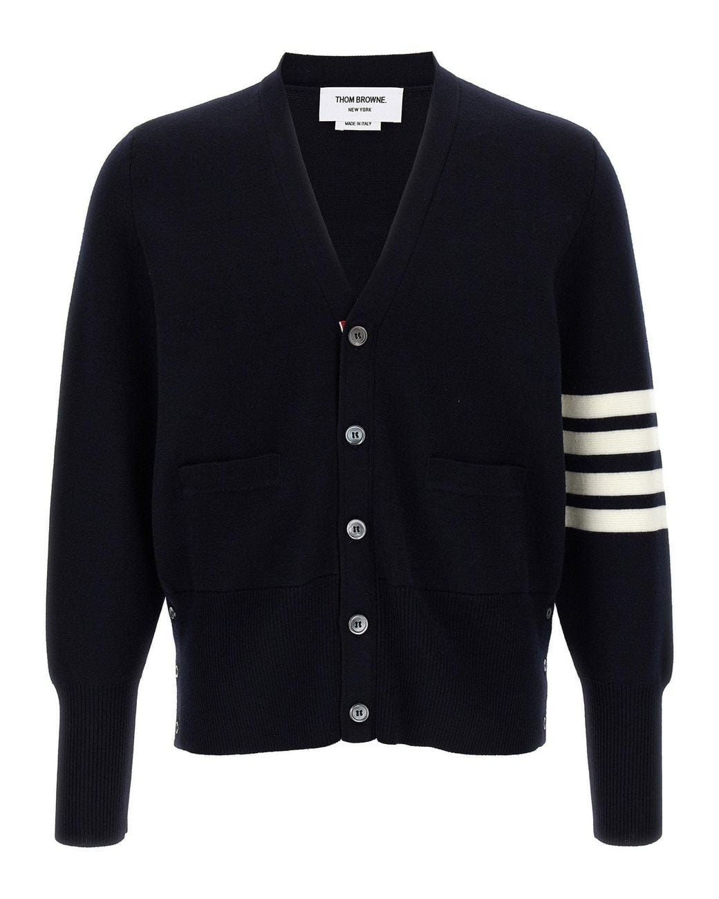 Thom Browne Blue 4-Bar Striped Virgin Wool Cardigan