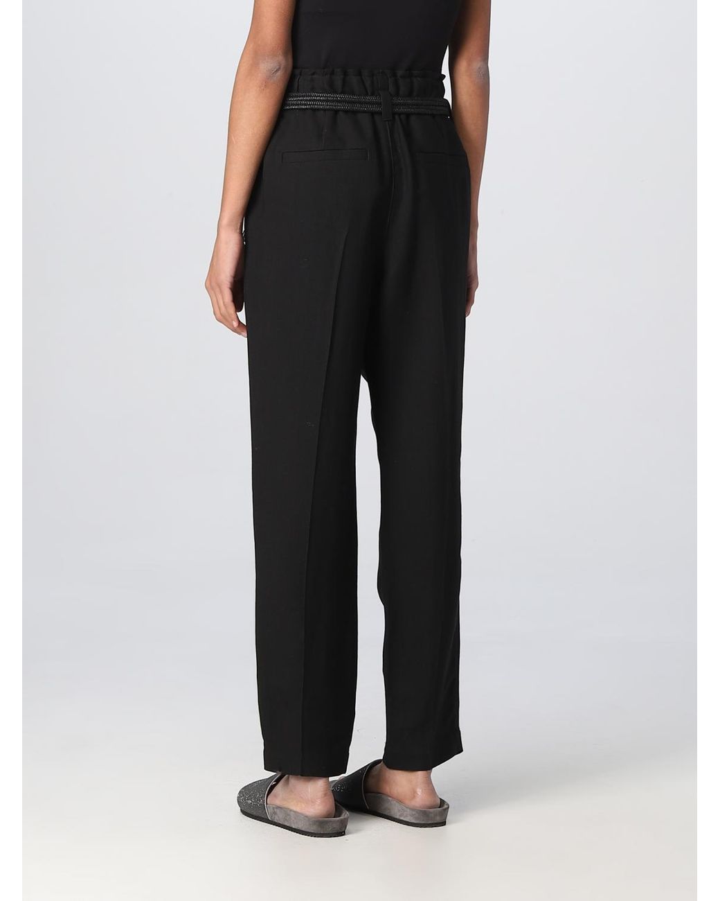 Brunello Cucinelli Black Relaxed Linen Trousers