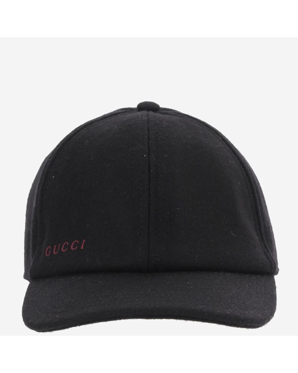 Gucci Black Wool Baseball Cap With Adjustable Strap Hat for men