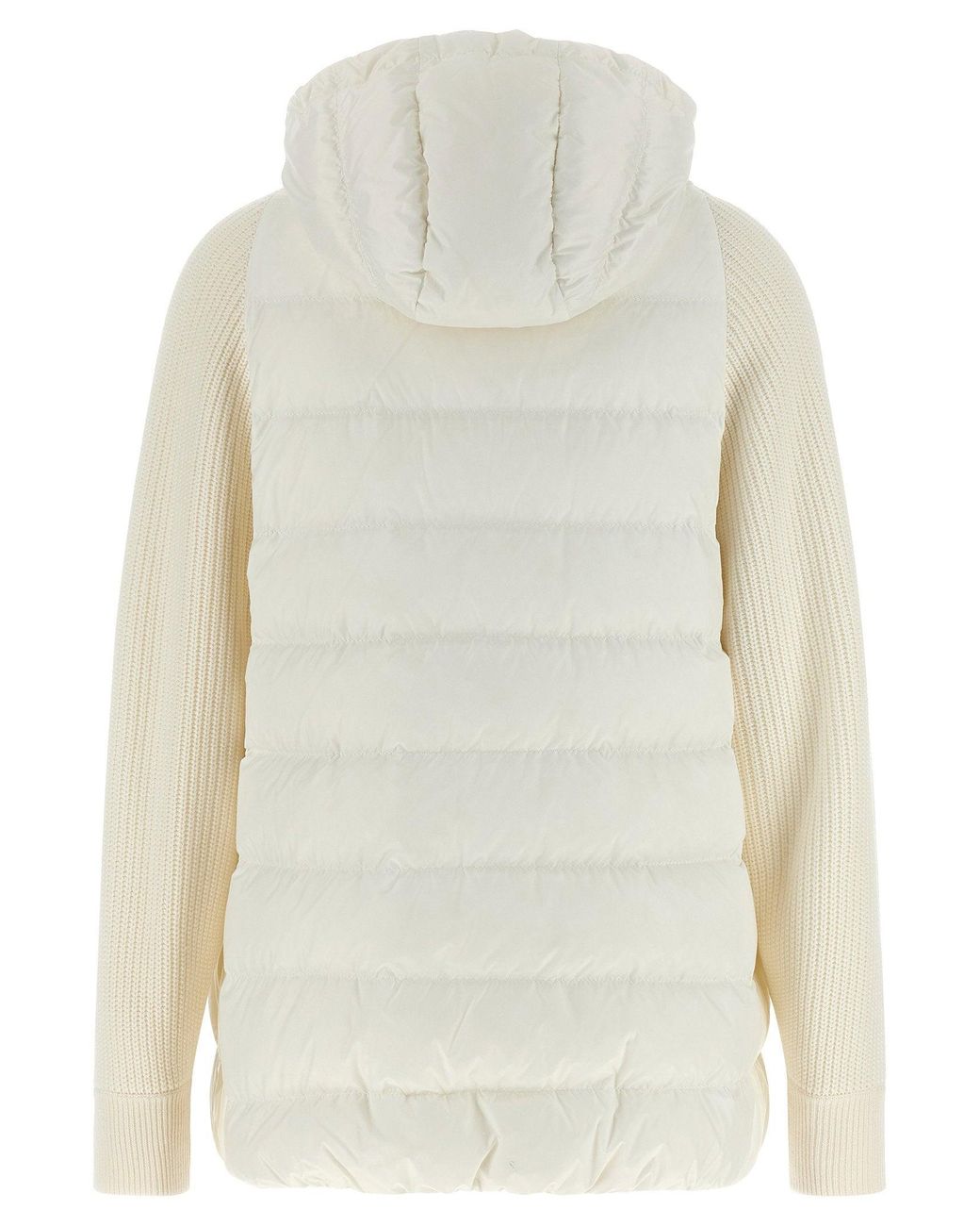 Brunello Cucinelli White Quilted Nylon With Wool Sleeves Down Jacket