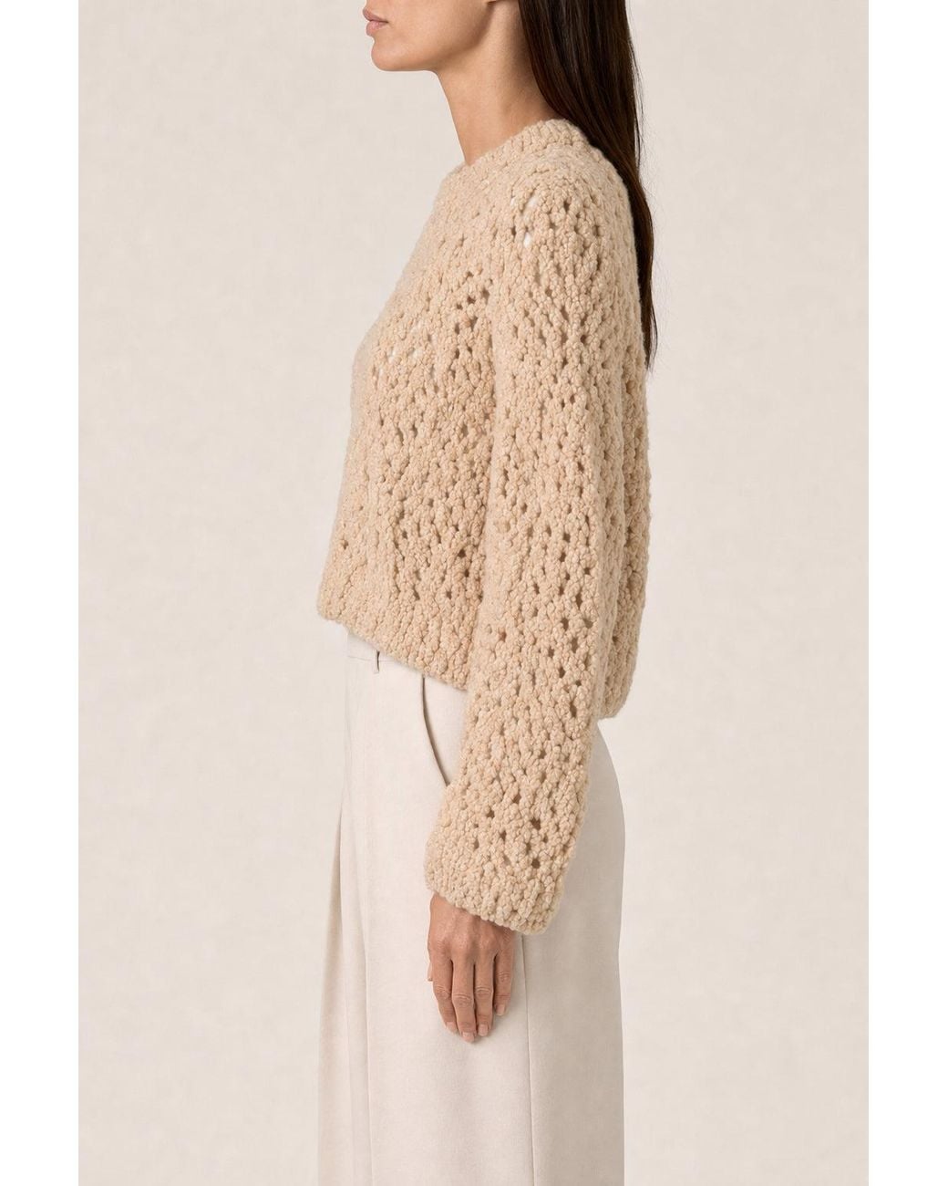 Brunello Cucinelli Natural Wool Knit Sweater Clothing