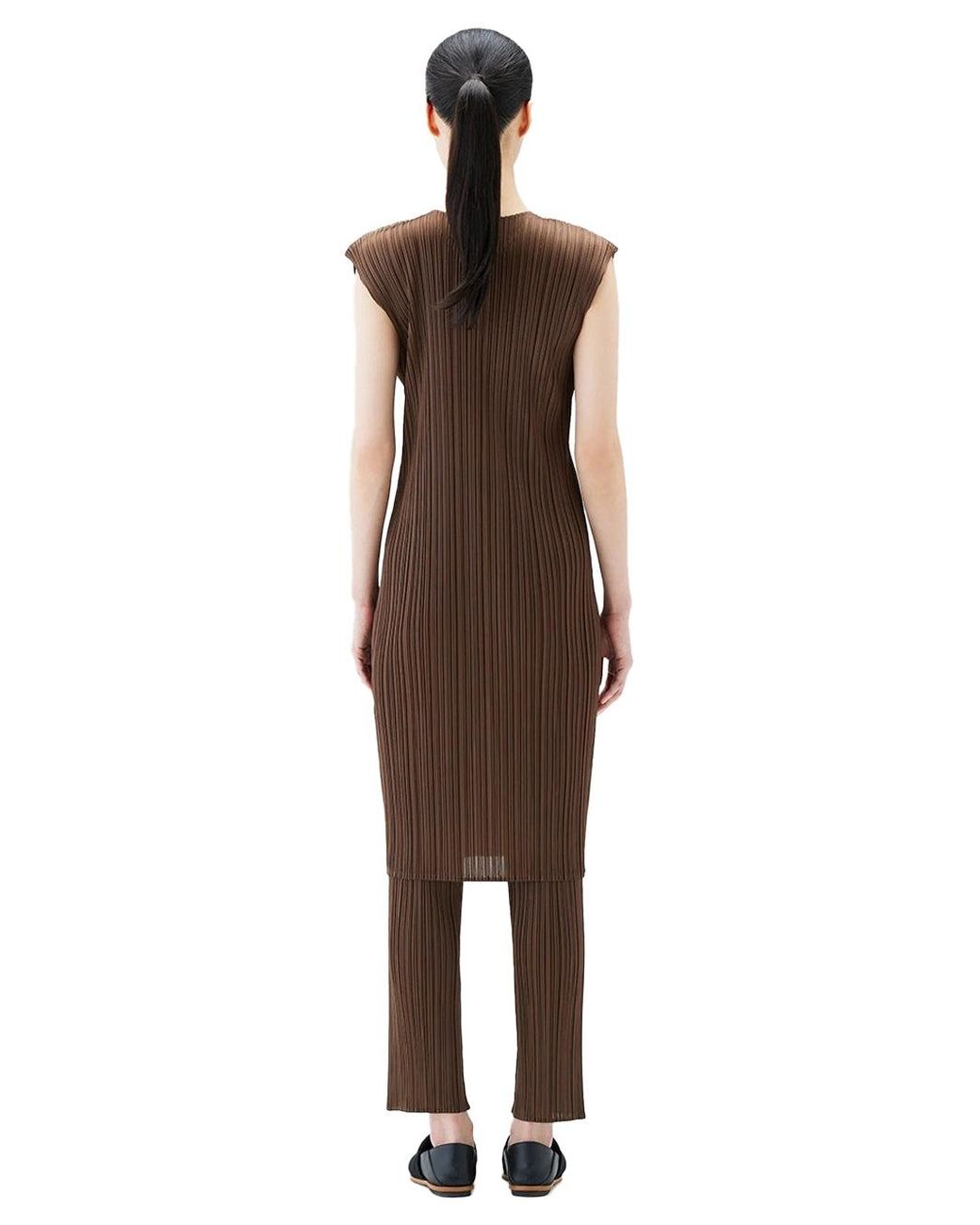 Issey Miyake Brown Pleats Please New Colorful Basics Dress