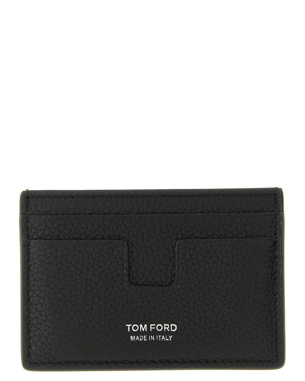 Tom Ford Black Hammered Leather Card Case