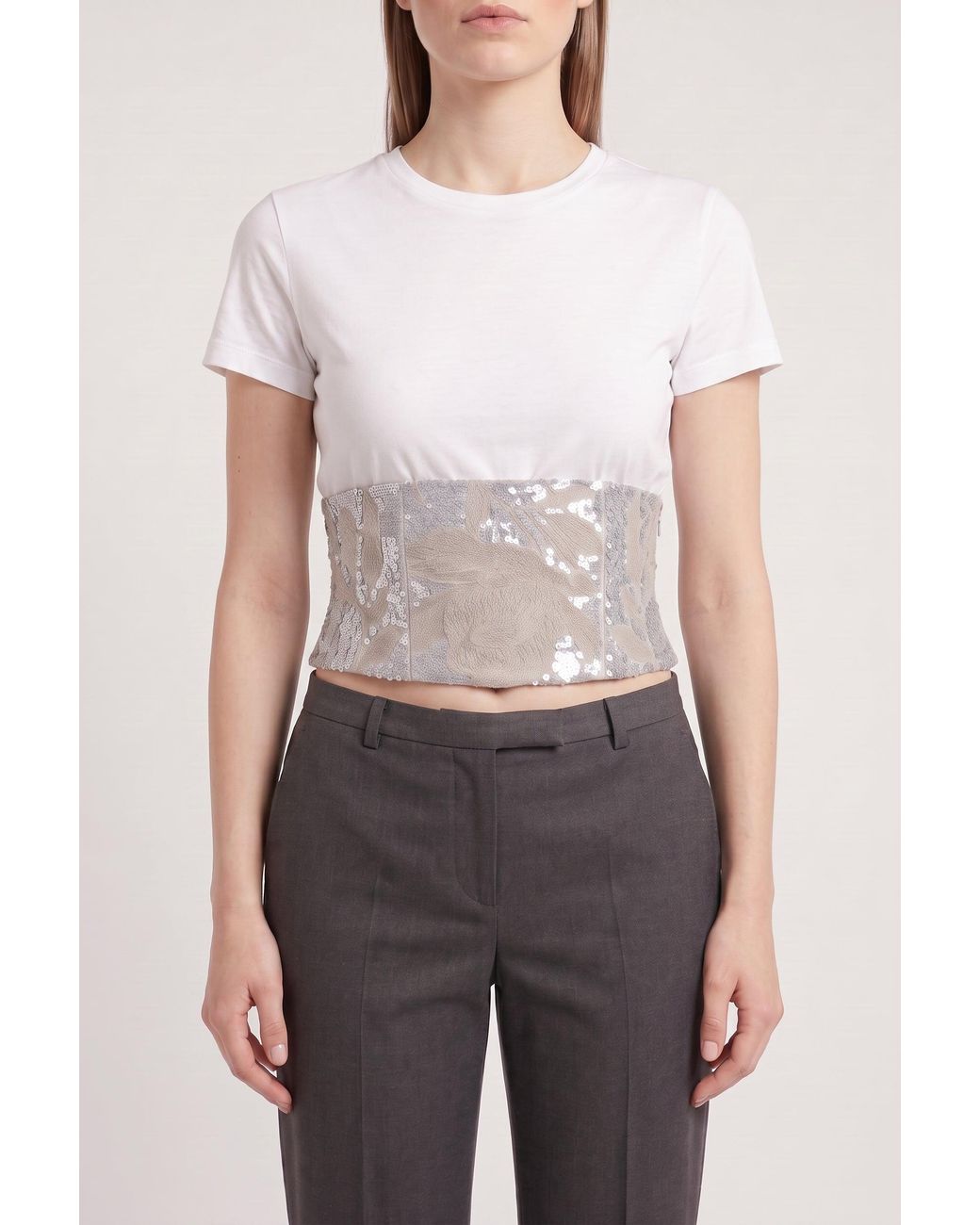 Brunello Cucinelli White Linen Corset Shirt