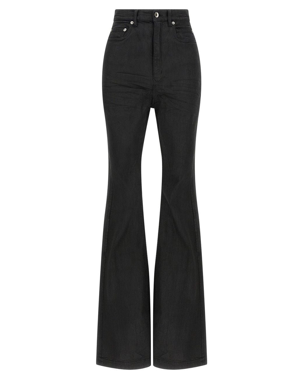 Rick Hand Rick Owens High-Waisted Flared Denim Jeans in Black | Lyst