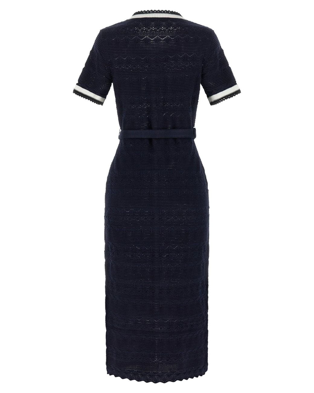 Self-Portrait Blue Pointelle Knit Midi Dress