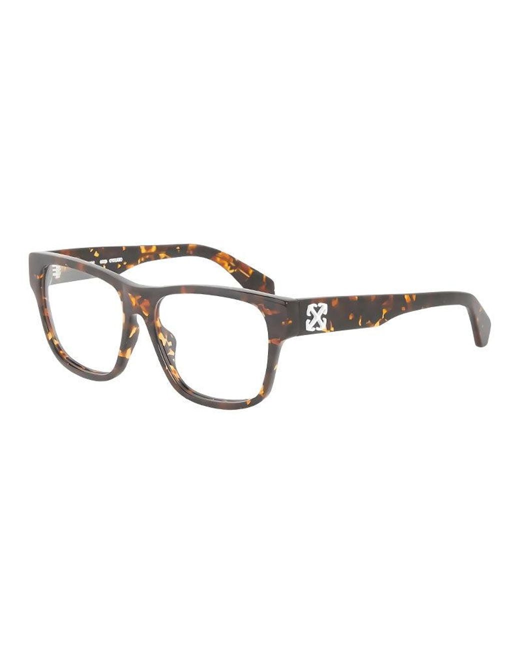 Off-White c/o Virgil Abloh Brown Eyeglasses Square Full Rim, Havana Frame And Clear Light Block Lens Oerj07Dstyle7D6000