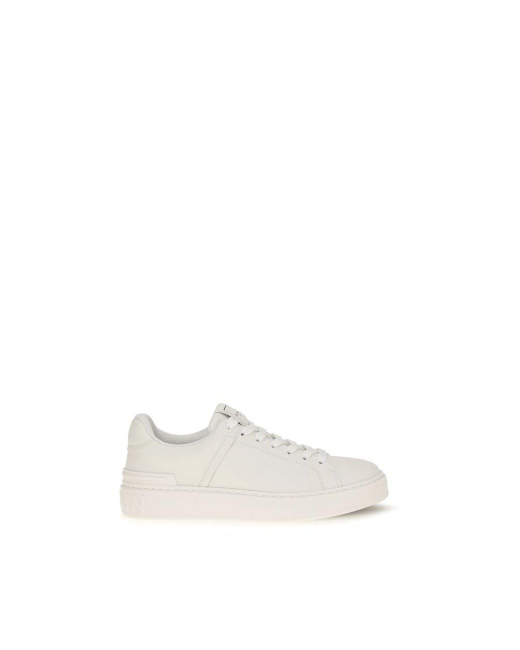 Balmain White Calf Leather Bos Taurus Athletic Sneakers