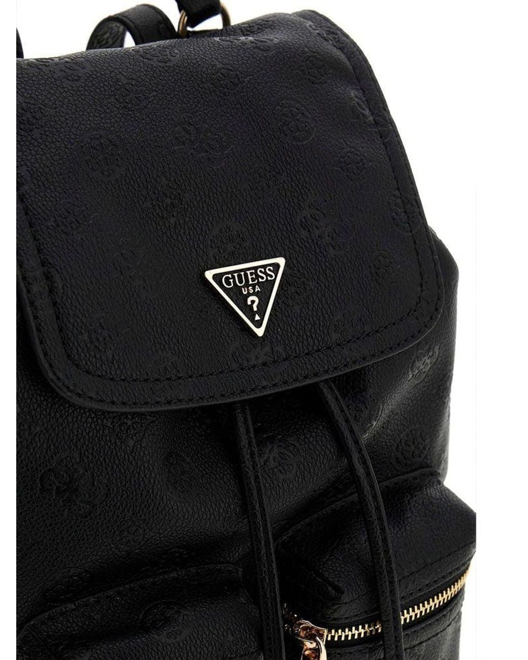 Guess Black Guess Logo-Embossed Polyurethane Backpack