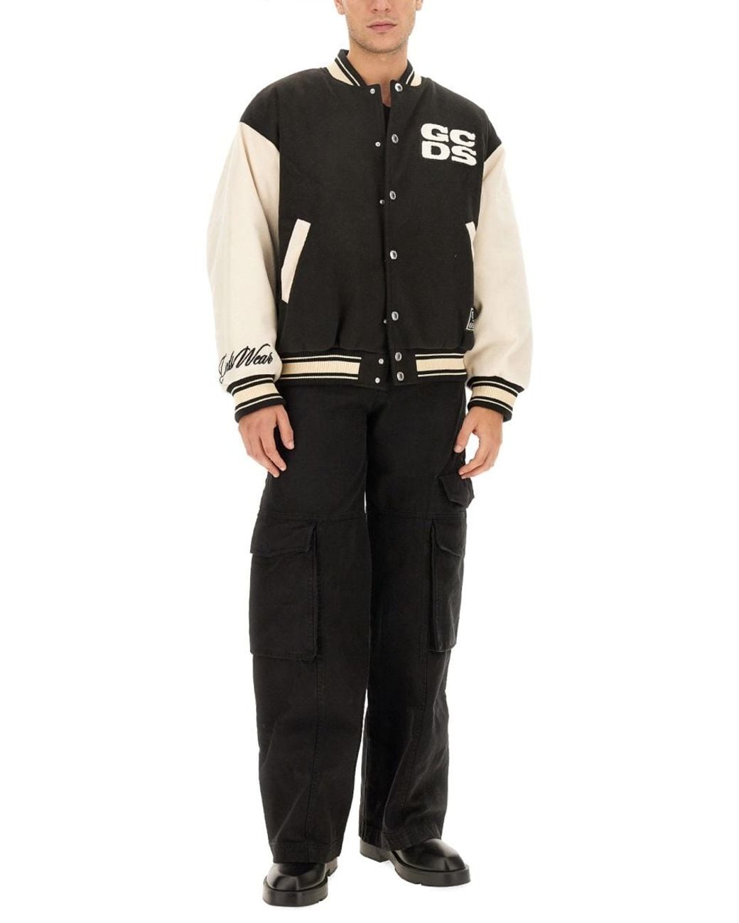 Gcds Black Wirdo Varsity Bomber Jacket Polyester for men