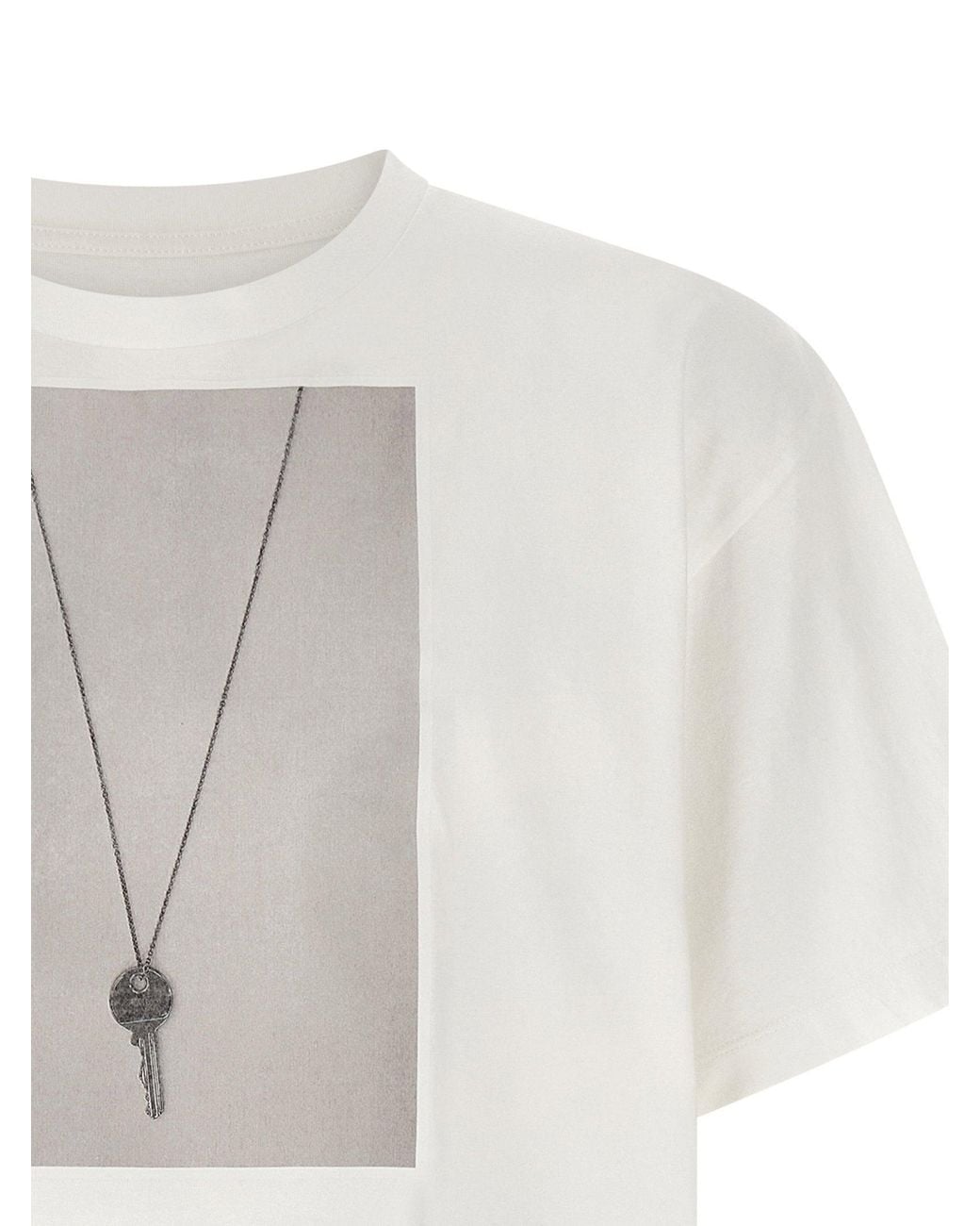 MM6 by Maison Margiela White Chiave Print Cotton T-Shirt for men