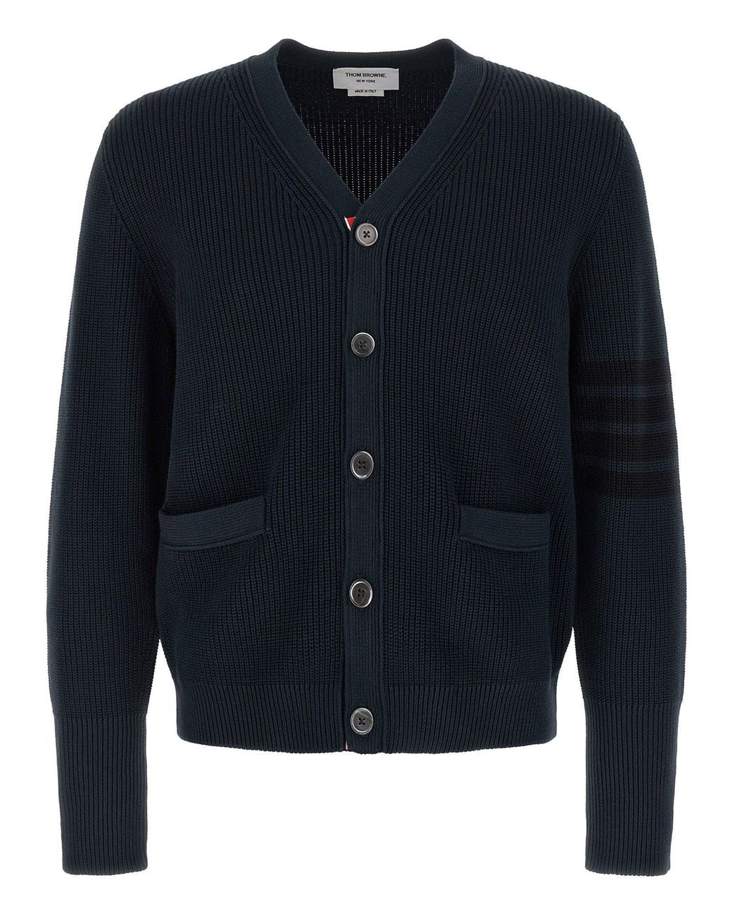 Thom Browne Blue Garment-Dyed Knit Cardigan