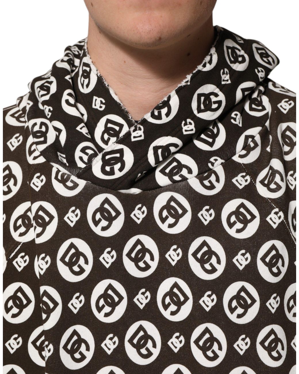 Dolce & Gabbana Black Logo Print Short Sleeve Hoodie for men
