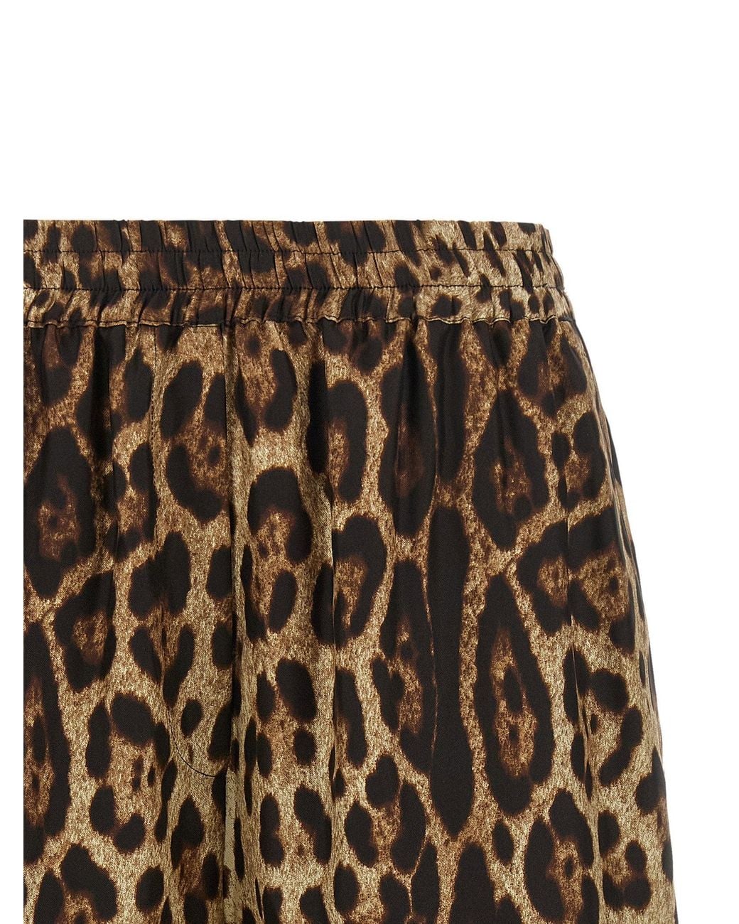 Dolce & Gabbana Brown Dolce & Gabbana Leopard-Print Silk Satin Shorts