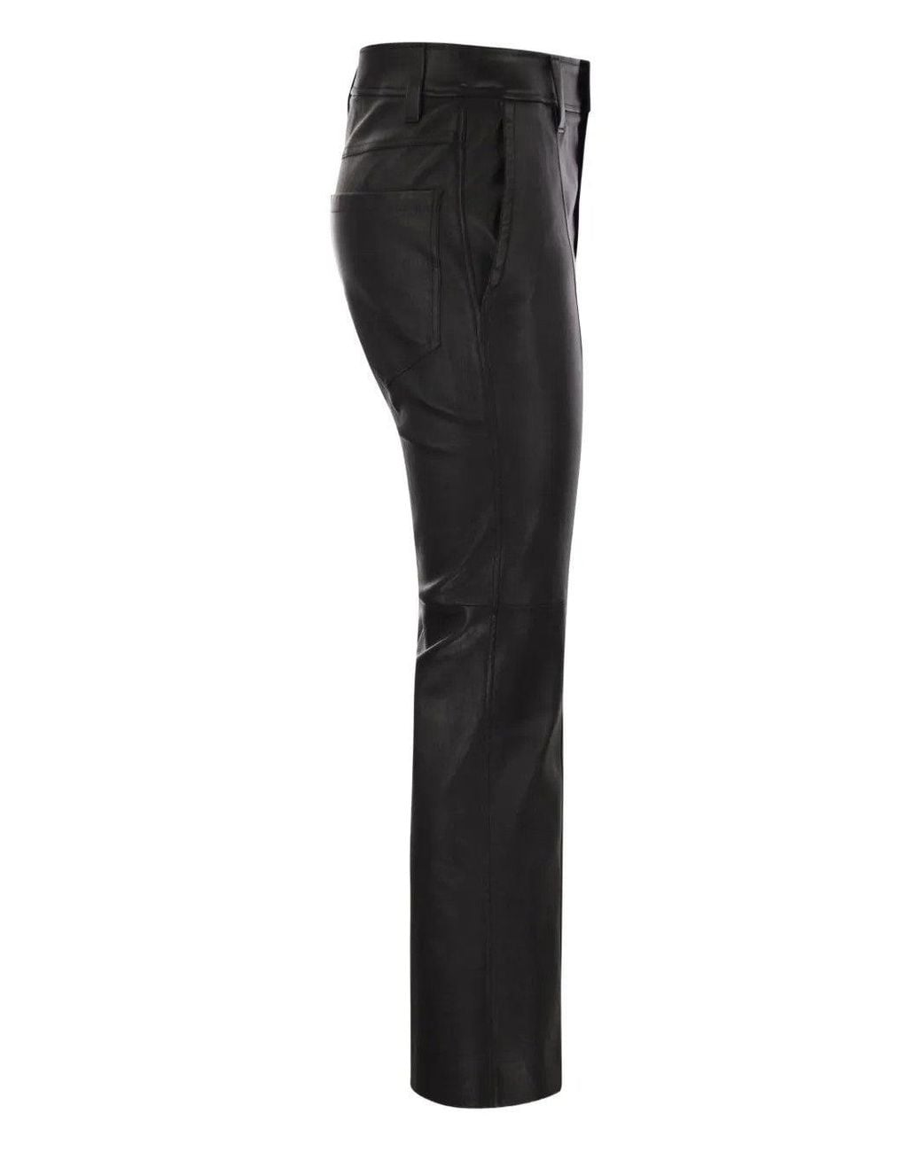 Brunello Cucinelli Black Leather Straight Trousers