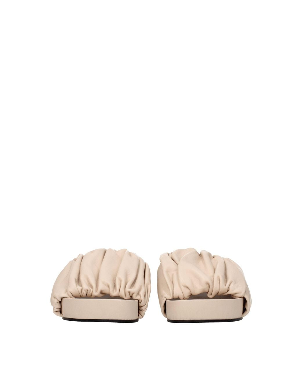 Jil Sander Natural Platform Ruched Leather Sandals