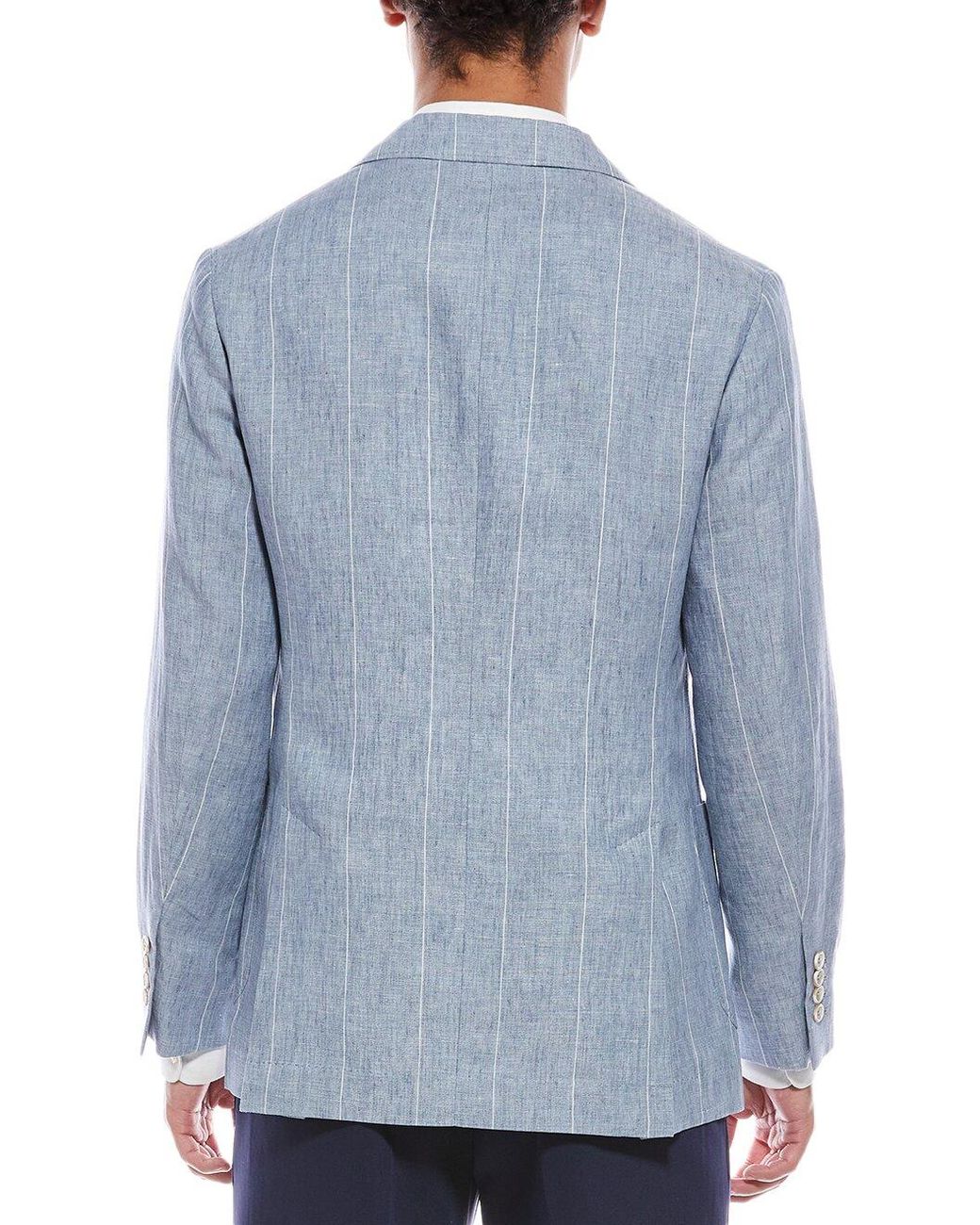 Brunello Cucinelli Blue Linen Blazer for men