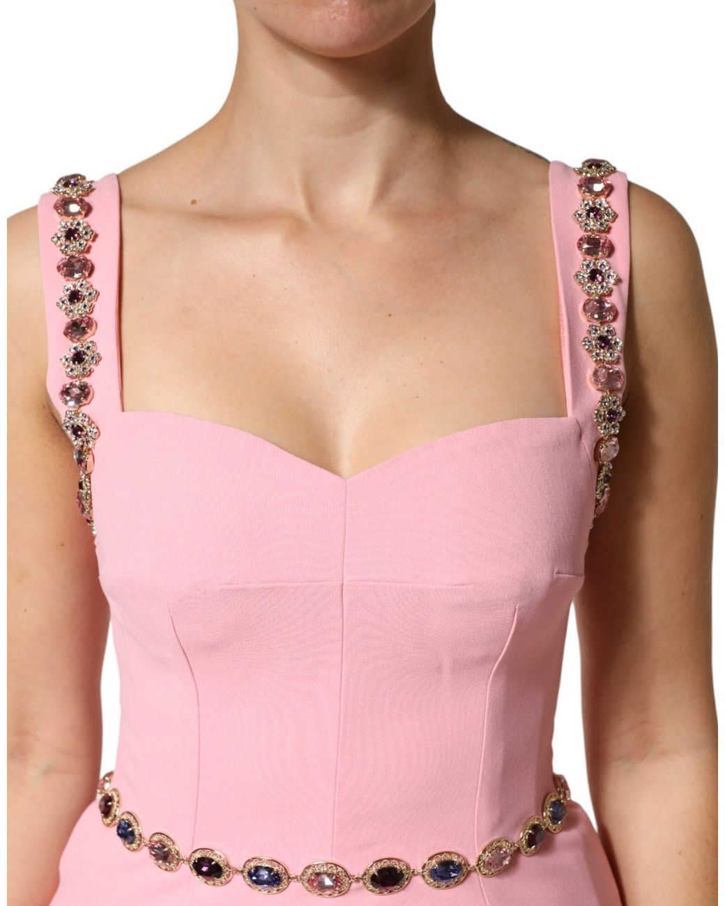 Dolce & Gabbana Pink Embellished Sheath Mermaid Gown Dress 46+03+Vi