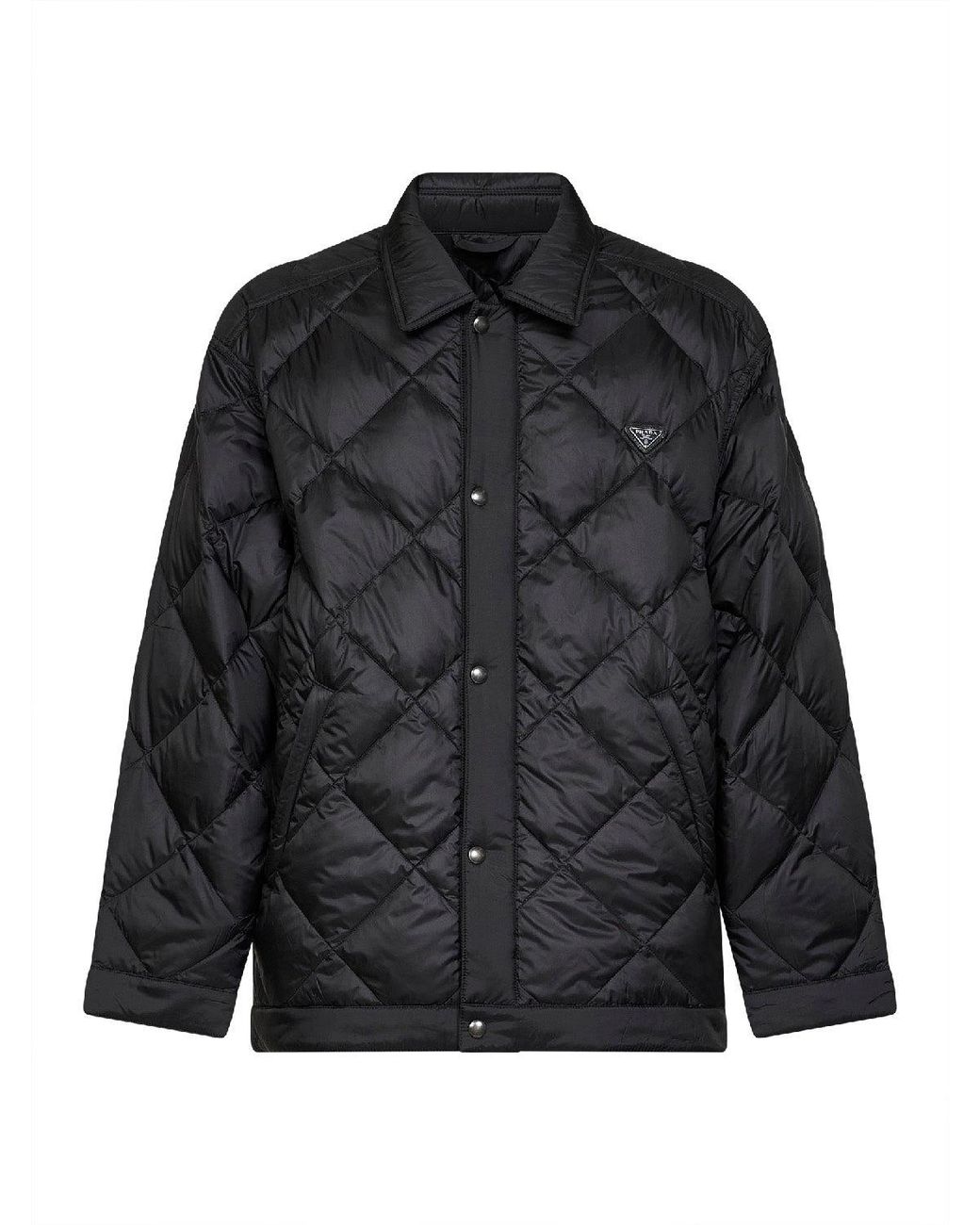 Prada Black Quilted Down Jacket Re-Nylon Recycled Polyester Padded for men