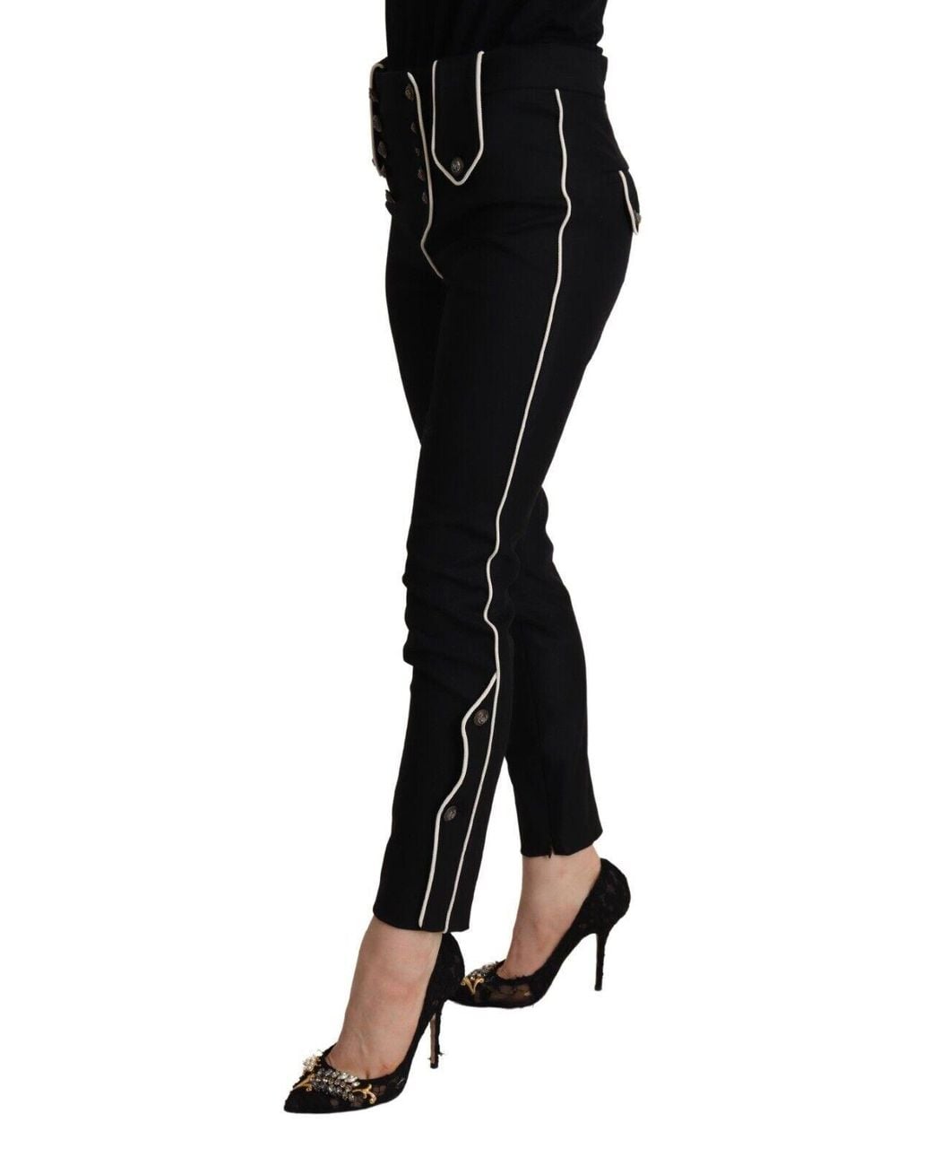 Dolce & Gabbana Black Elegant High Waisted Slim Fit Trouser