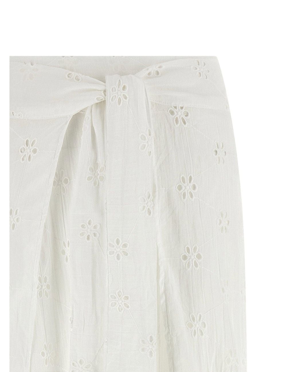 Polo Ralph Lauren White Embroidered Cotton Lace Trousers