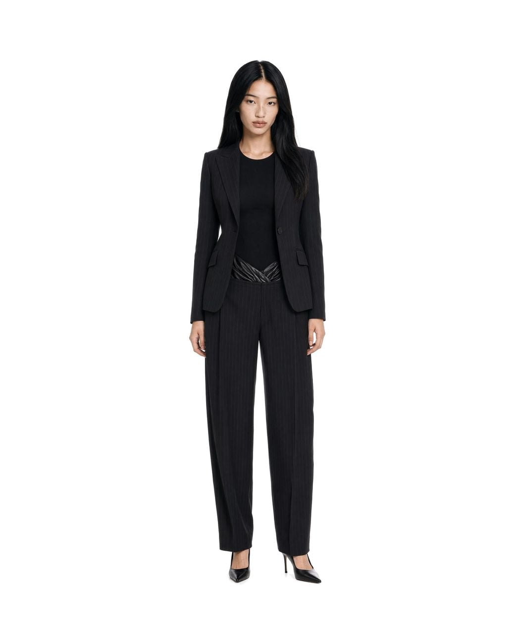 ANDAMANE Black Blazer Gessato Nero