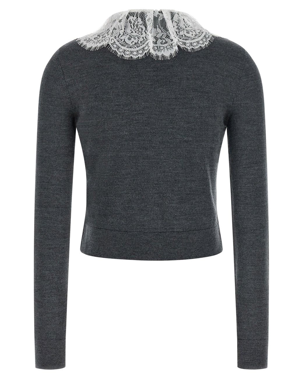 Self-Portrait Black Lace Collar Knit Cardigan