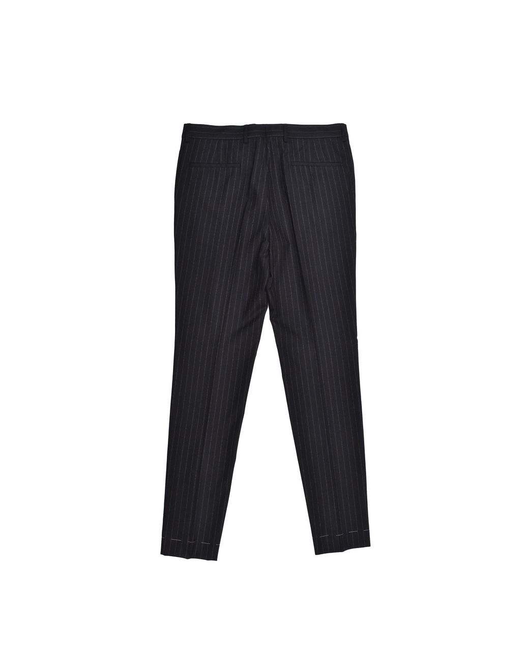 Brunello Cucinelli Black Virgin Wool Pinstripe Trousers for men