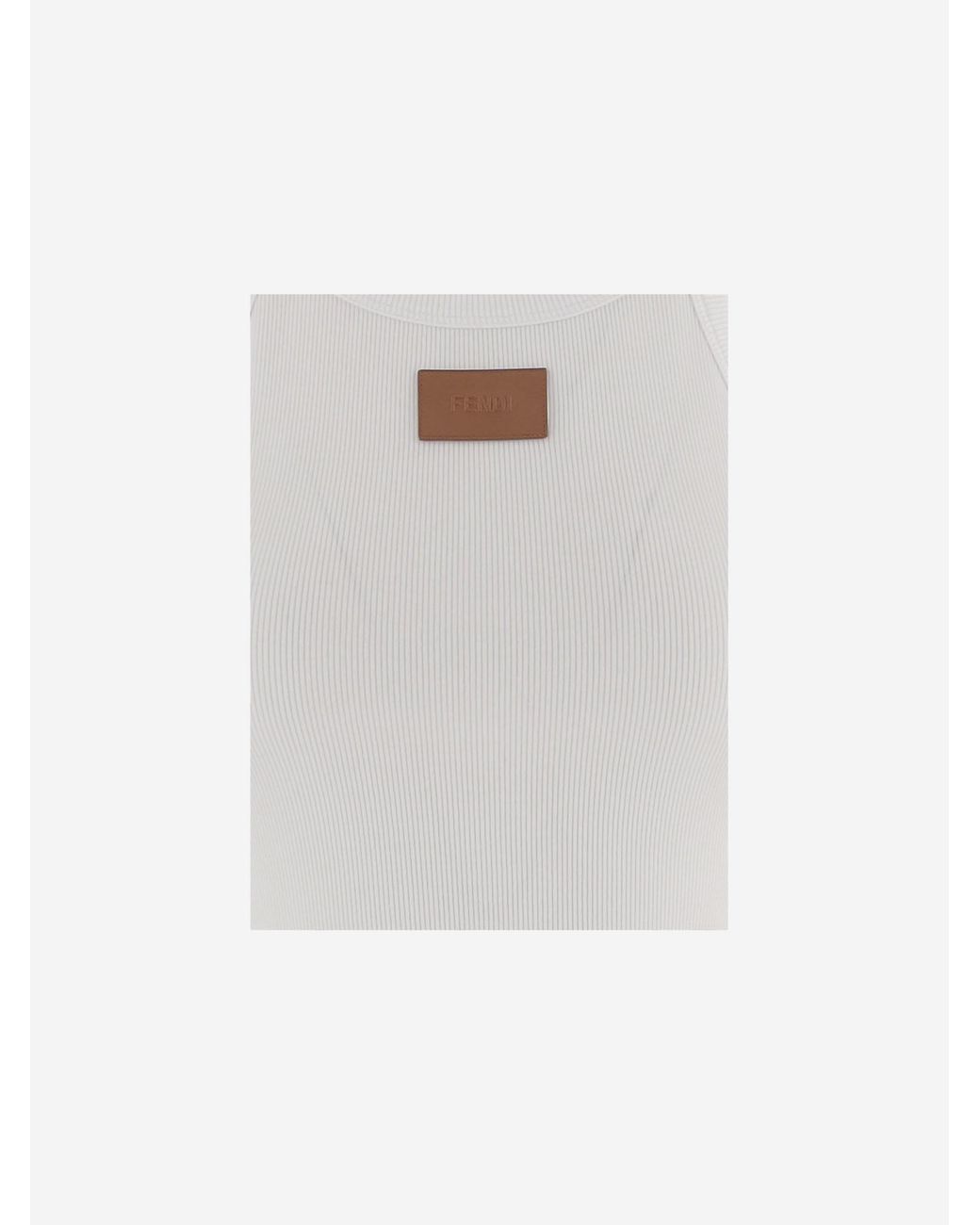 Fendi White Tank Top Cotton