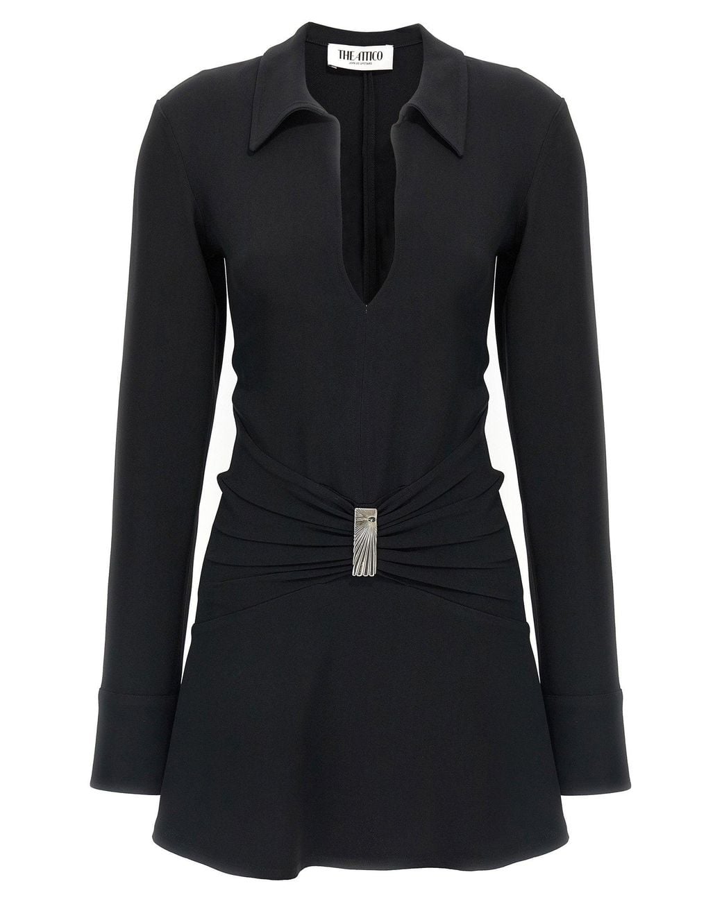 The Attico Black Polo Collar Mini Dress
