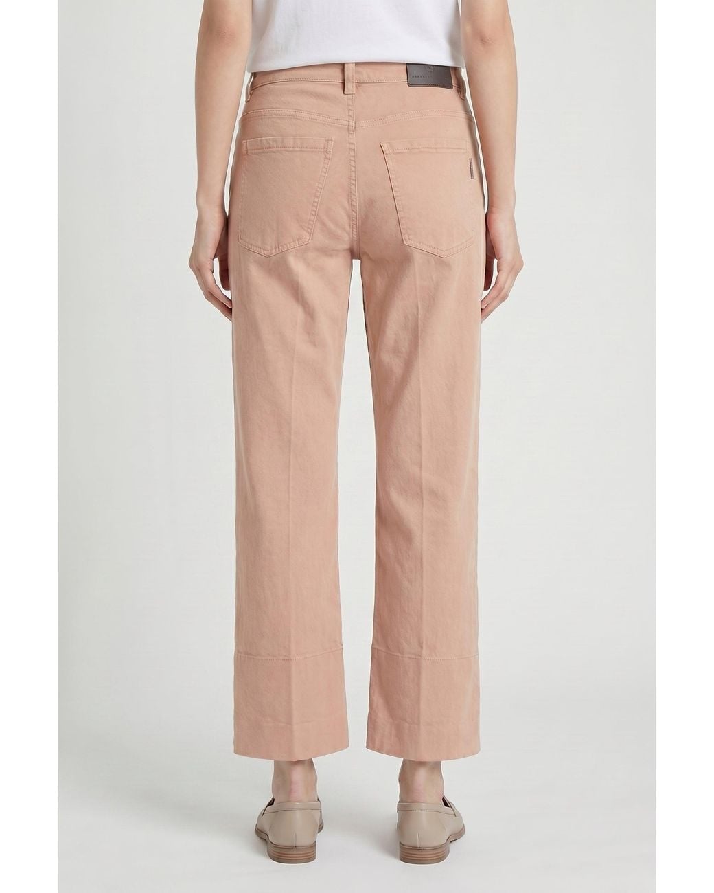 Brunello Cucinelli Natural Papaya Cotton Straight Leg Trousers