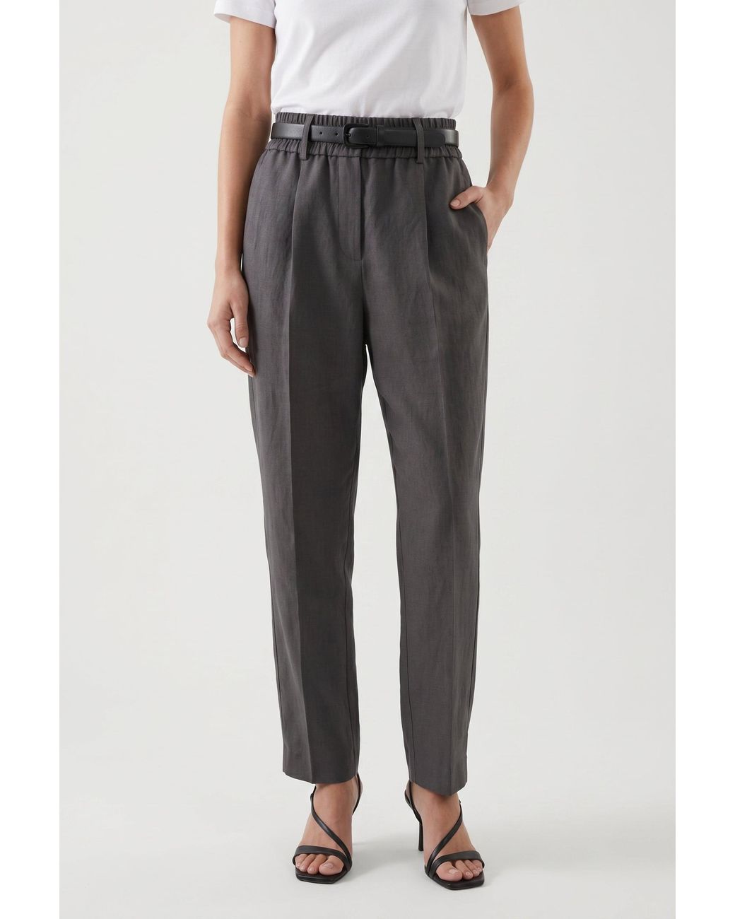 Brunello Cucinelli Gray Dark Linen Blend Trousers