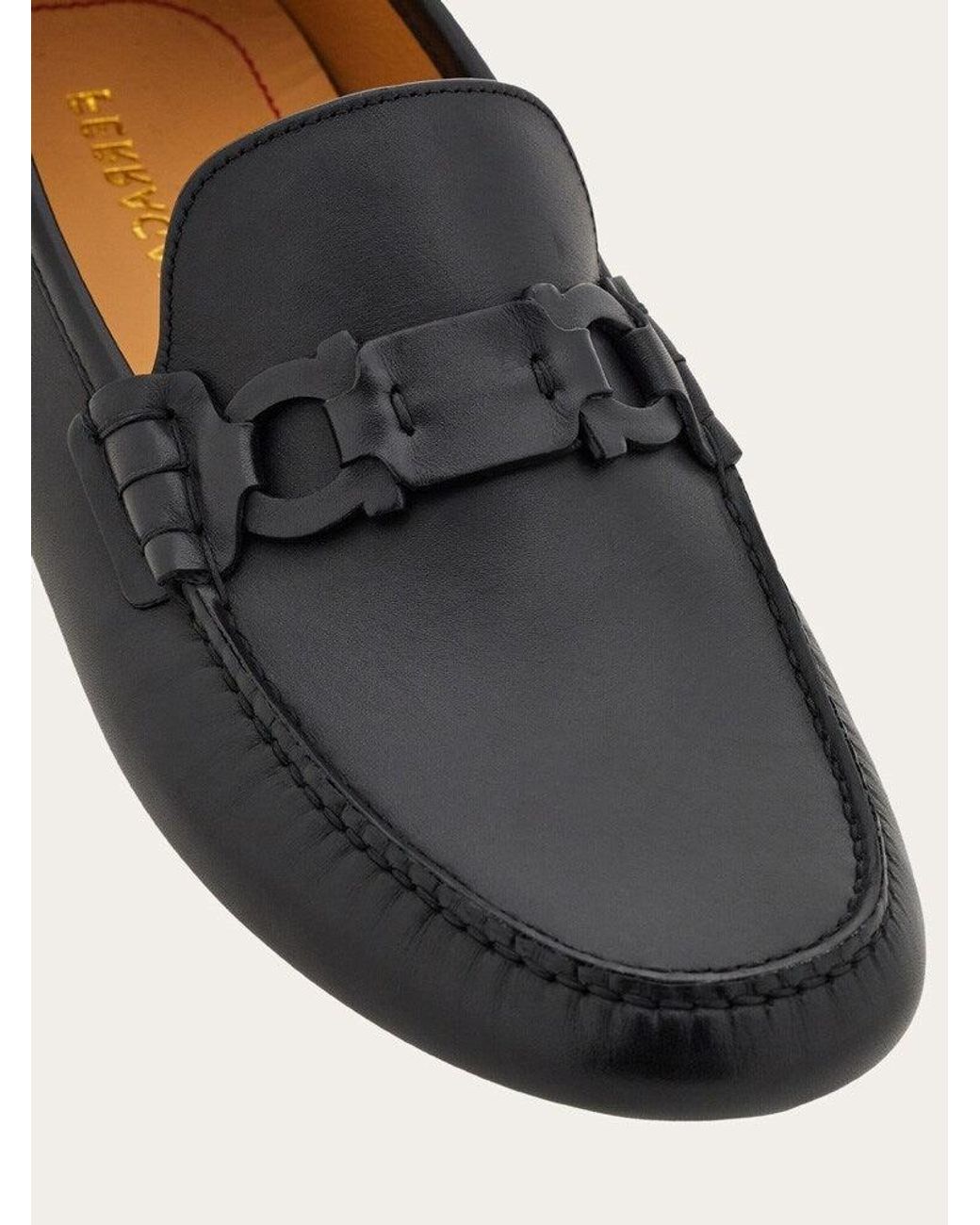 Ferragamo Black Calf Leather Loafers for men