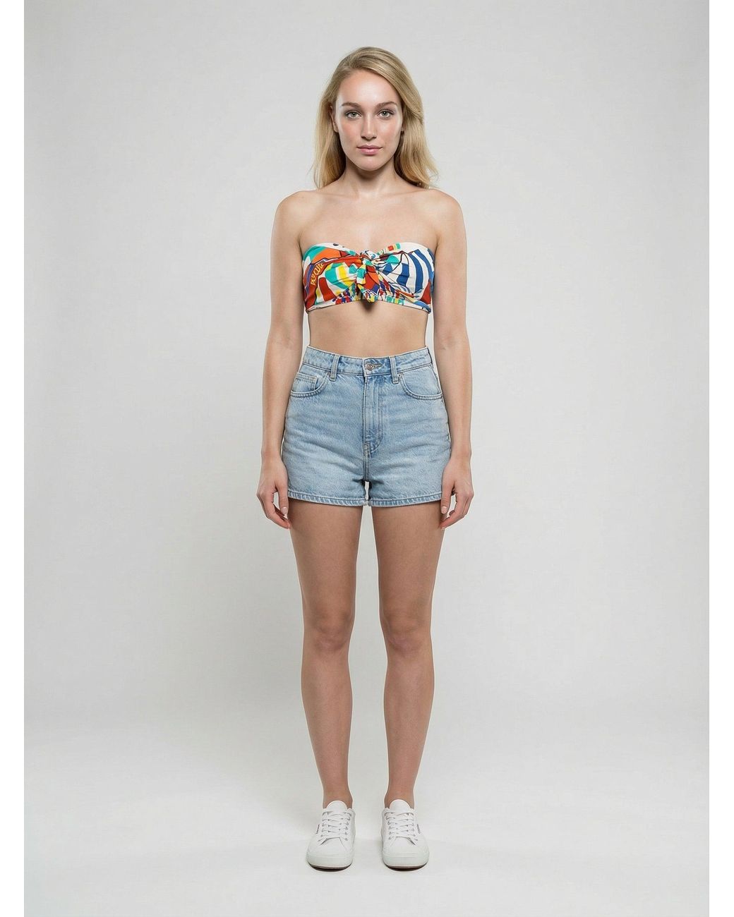 Dolce & Gabbana Blue Dolce & Gabbana Silk Crop Top