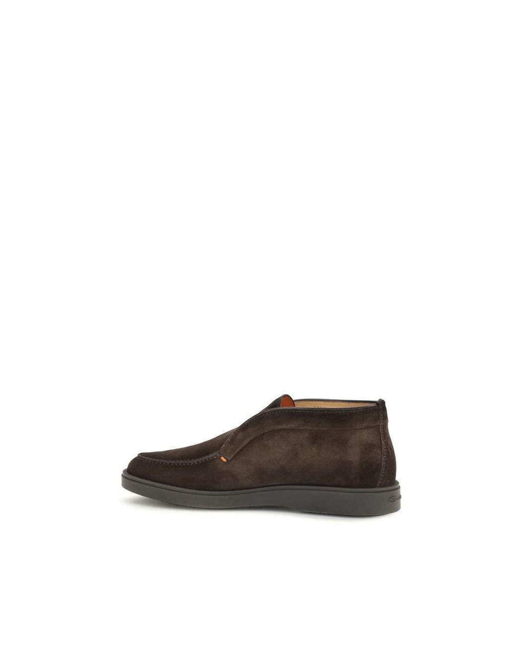 Santoni Brown Calf Leather Bos Taurus Ankle Boots for men