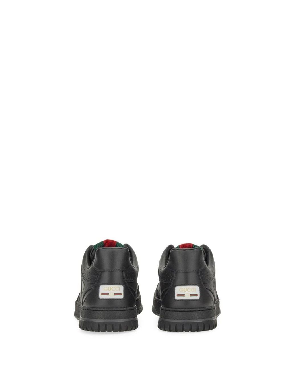 Gucci Black Sneakers Re-Web Leather Trainers for men