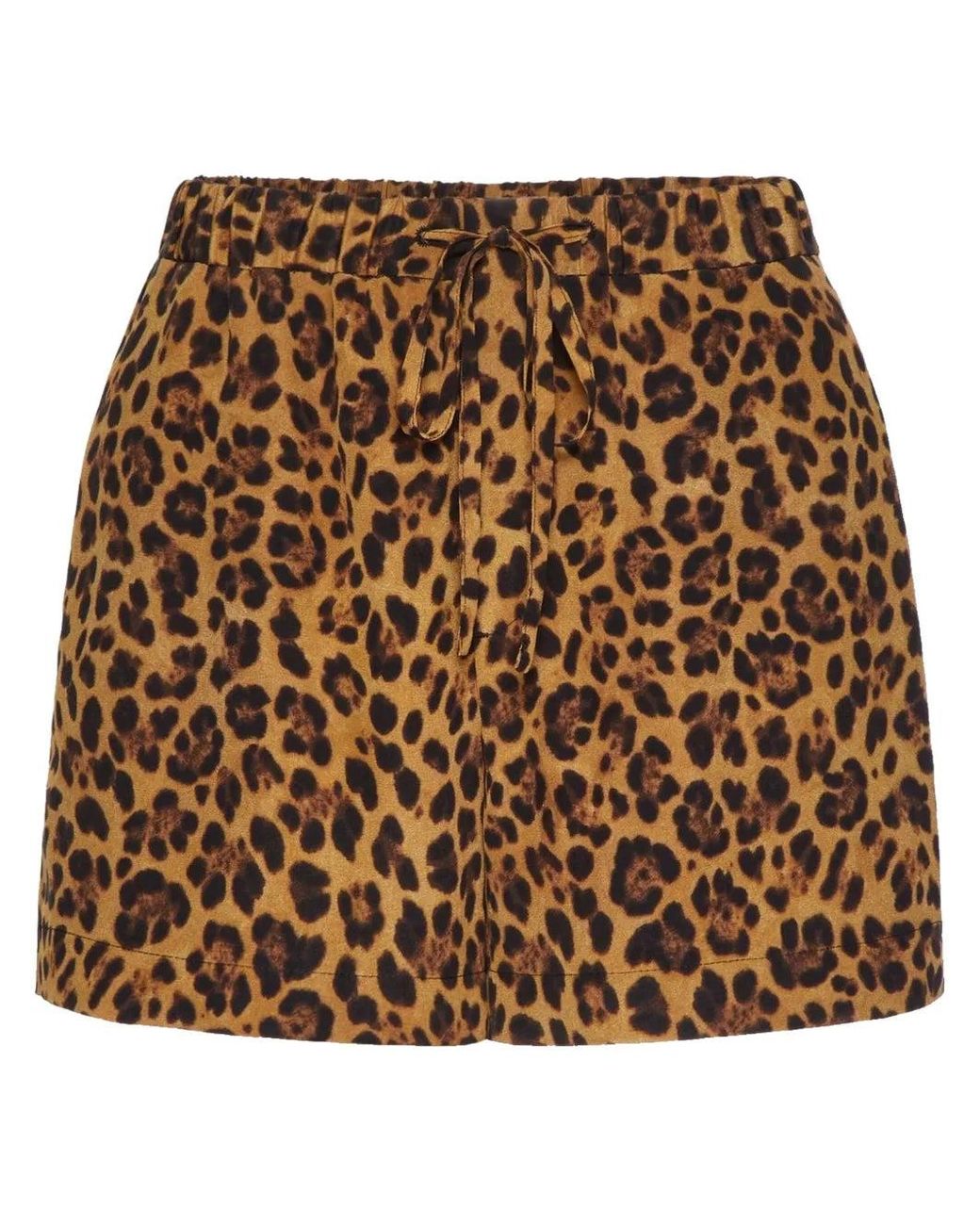 Valentino Brown Animalier Crepe De Chine Shorts