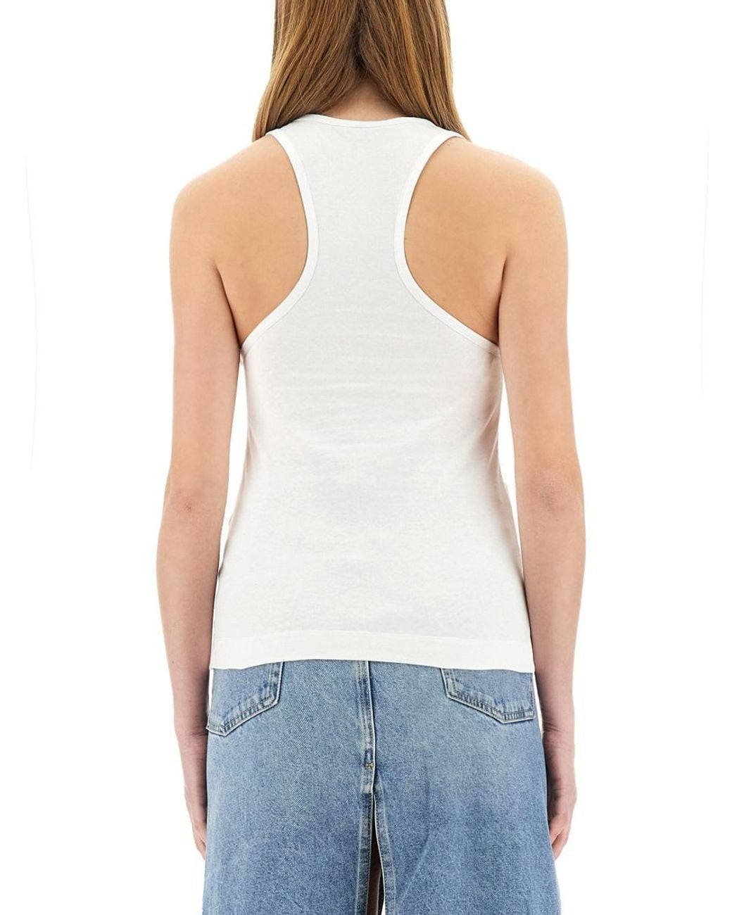 Stella McCartney White Logo-Embellished Top Cotton Tops