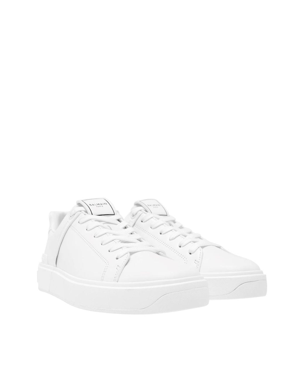 Balmain White B Court Logo Low Top Sneakers Shoes