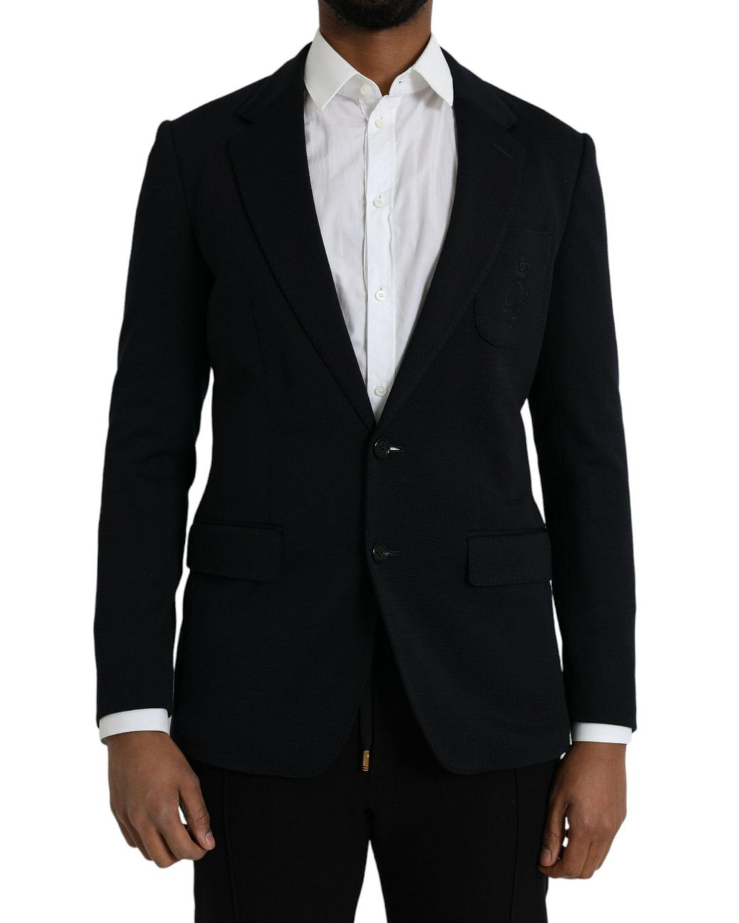 Dolce & Gabbana Black Wool Notch Single Breasted Coat Blazer for men